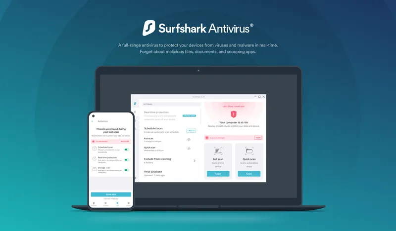 Surfshark Antivirus - 全平台实时保护